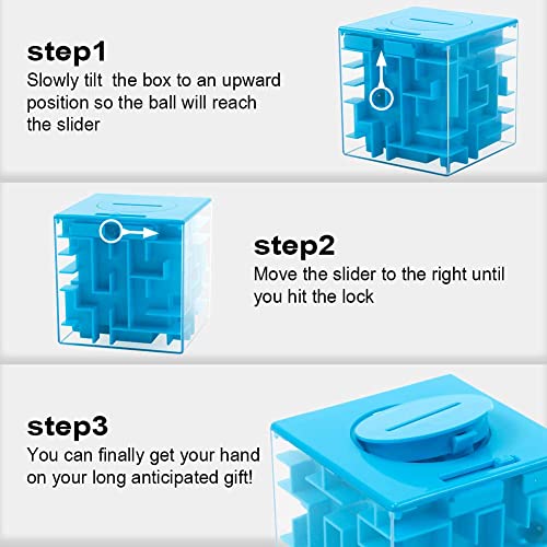 ThinkMax Money Maze Puzzle Box for Kids and Adults, Perfect Money Holder Maze Puzzle Gift Box (Blue) - Image 3
