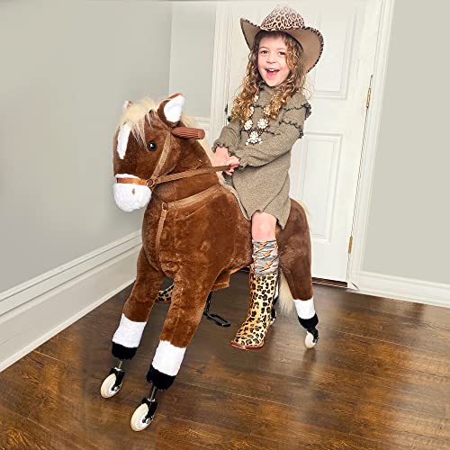 Qaba Kids Rideon Walking Horse with Easy Rolling Wheels Soft Huggable Body a Large Size for Kids 516 Years - Image 5