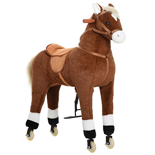 Qaba Kids Rideon Walking Horse with Easy Rolling Wheels Soft Huggable Body a Large Size for Kids 516 Years - Image 1