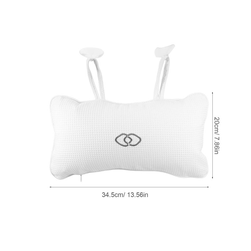 Non Slip Bathtub Pillow with Waffle Embroidery Neck Head Support Cushion for Relaxing Soak - Image 3