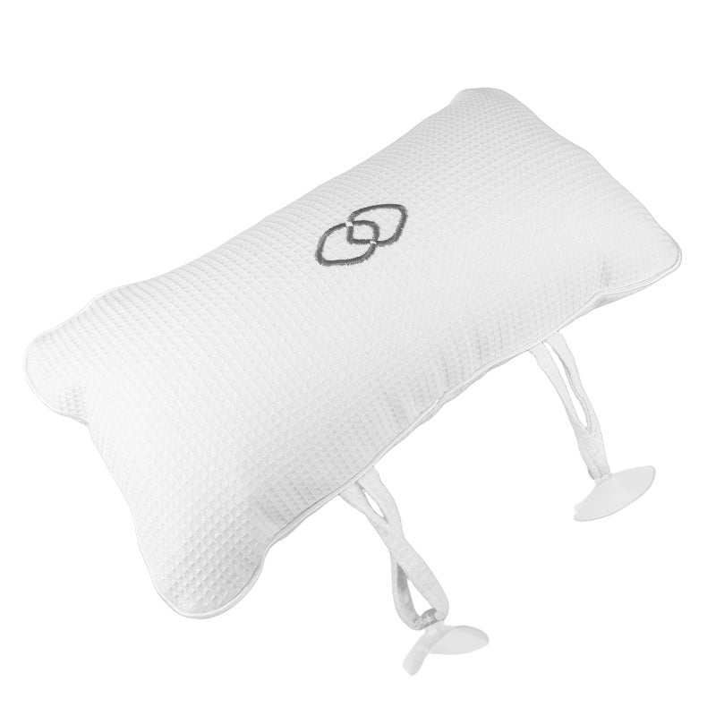Non Slip Bathtub Pillow with Waffle Embroidery Neck Head Support Cushion for Relaxing Soak - Image 2