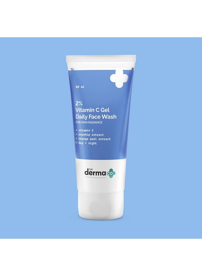 THE derma Co 2% Vitamin C Gel Daily Face Wash With Vitamin C Rosehip & Orange Peel Extract For Glowing Skin I Brightens & Evens Skin Tone I Antioxidant Rich Formula I For All Skin Type 80Ml  - Image 3