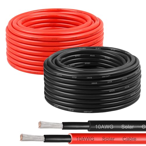 XRDS -RF XRDS RF 10AWG Solar Wire 6mm 2 Pack 30FT Red Black Solar Panel Cable 84 Strands Tinned Copper XLPE Insulated Outdoor Wire for PV Systems Inverter Battery RV Car Boat Fire UV Resistant - Image 1
