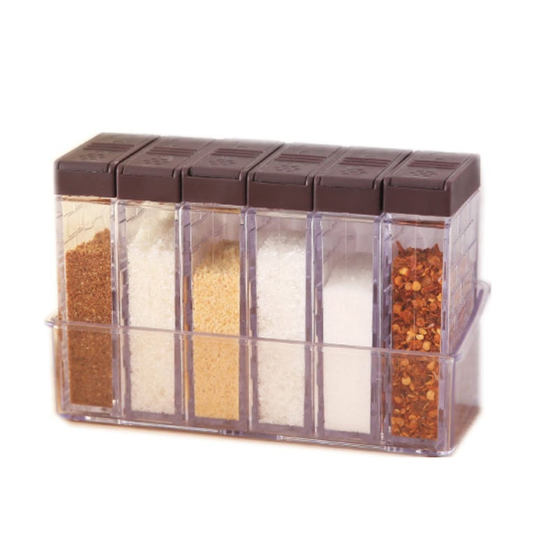 Dicanence 6 Case Spice Shaker Jars Salt  Pepper Shaker Set Transparent Condiment Jar Storage Box Set