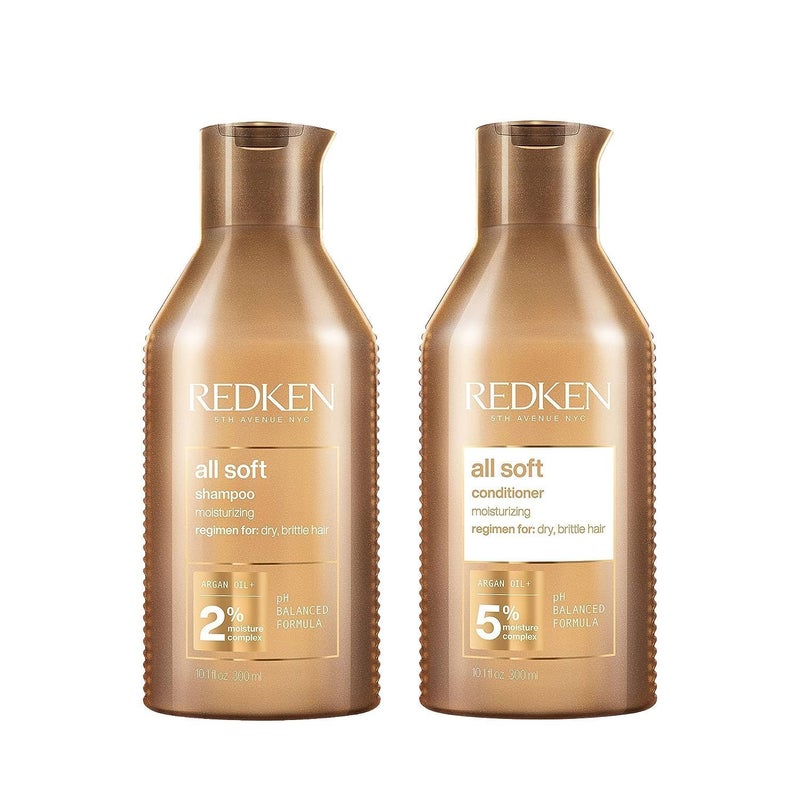 Redken All Soft Shampoo and Conditioner Set For Dry or Brittle Hair - Provides Intense Softness and Shine With Argan Oil, 10.1 Fl Oz - Image 1