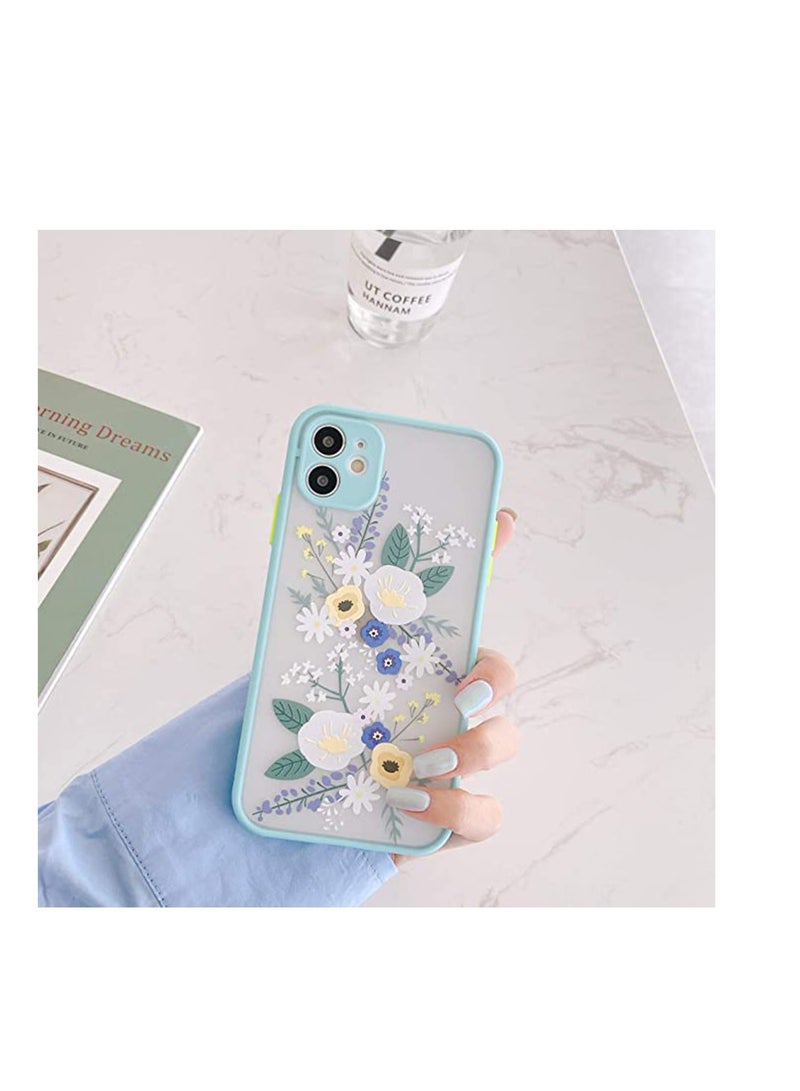 SYOSI Compatible for iPhone 11 Case for Clear Flowers Pattern Frosted PC Back 3D Floral Girls Woman and Soft TPU Bumper Protective Silicone Slim Shockproof Case - Image 2
