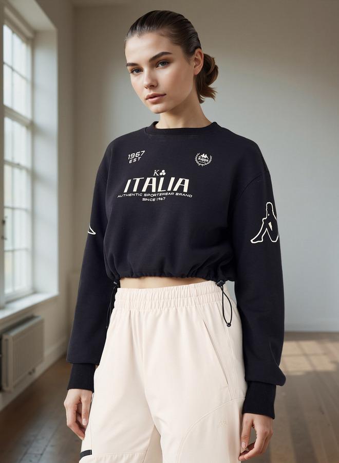 Kappa Logo Print Cropped Sweatshirt - Image 1