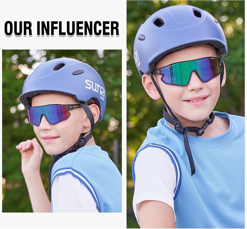 Duco Kids Sunglasses Polarized UV Protection 400 - Kids Sports Sunglasses Boys with Lightweight TR90 Frame - Youth Baseball and Cycling Sun Glasses for Boys & Girls - DK268 - Image 2
