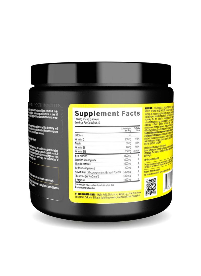 Muscle Bolt - Power Plus Pre-Workout Supplement Powder With L- Arginine, Beta Alanine And Creatine Monohydrate - Blue Raspberry 210g - Image 1
