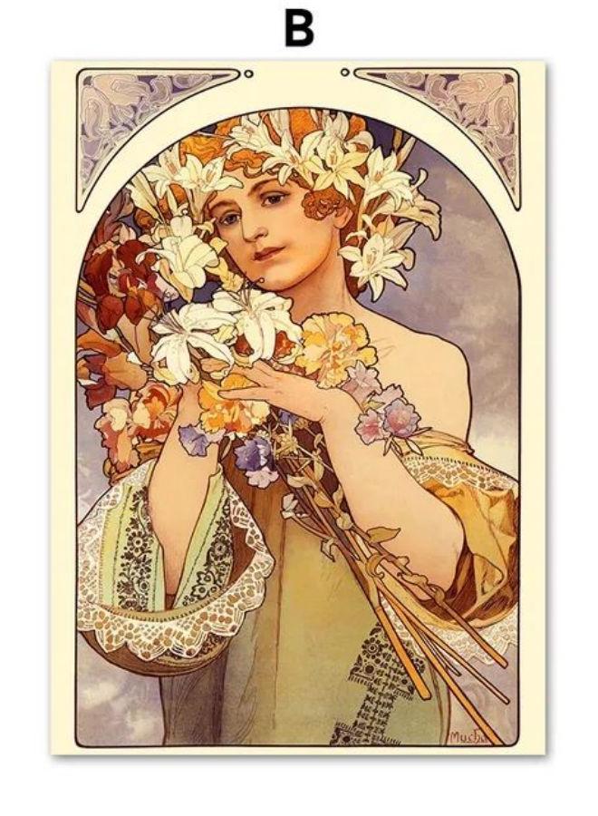 Wall Art Canvas Painting Vintage Alphonse Mucha Woman Portrait Nordic Posters And Prints Abstract Wall Pictures For Living Room - Image 1