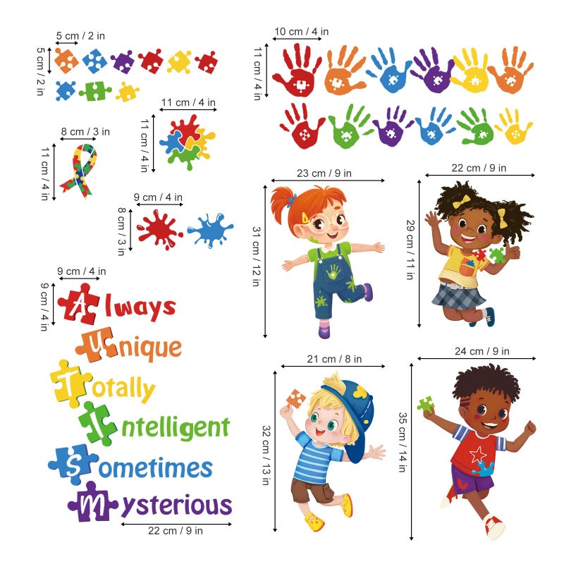 decalmile Autism Wall Decals Inspirational Quotes Colorful Hand Prints Wall Stickers Kids Room Classroom School Library Wall Decor - Image 4