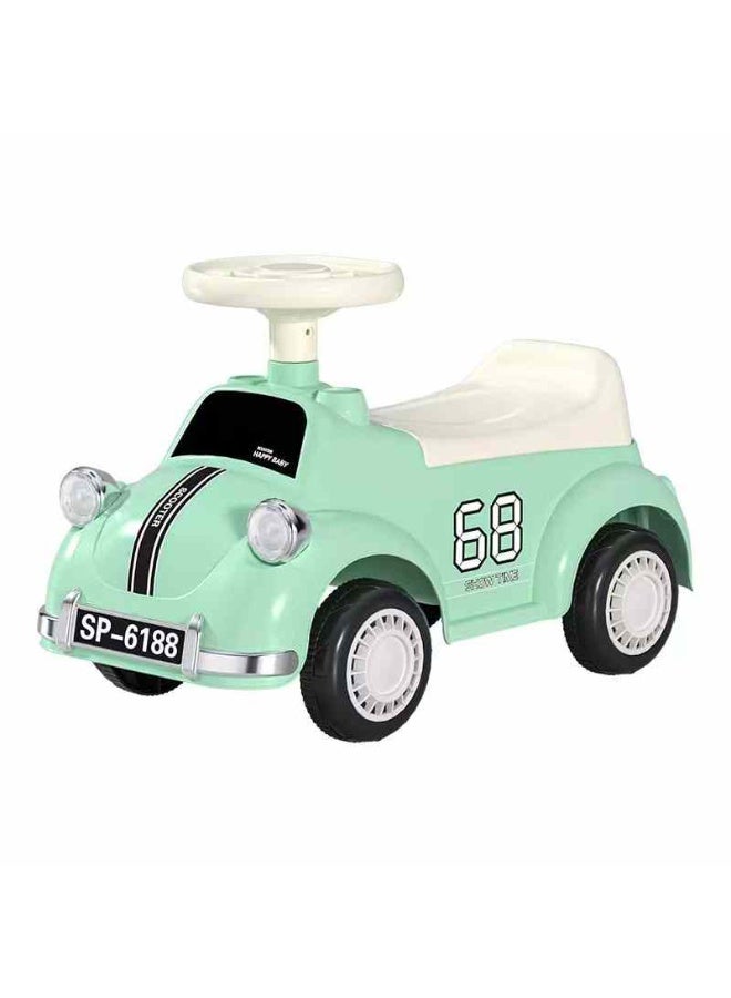 متجر 7 سيارة ركوب أطفال بشكل كلاسيكي – سكوتر توازن بأربع عجلات صامتة ومقعد مريح – تصميم آمن مع مقود قابل للدوران ومساند خلفية للحماية – لعبة مثالية للتسلية وتعلم القيادة - Image 3