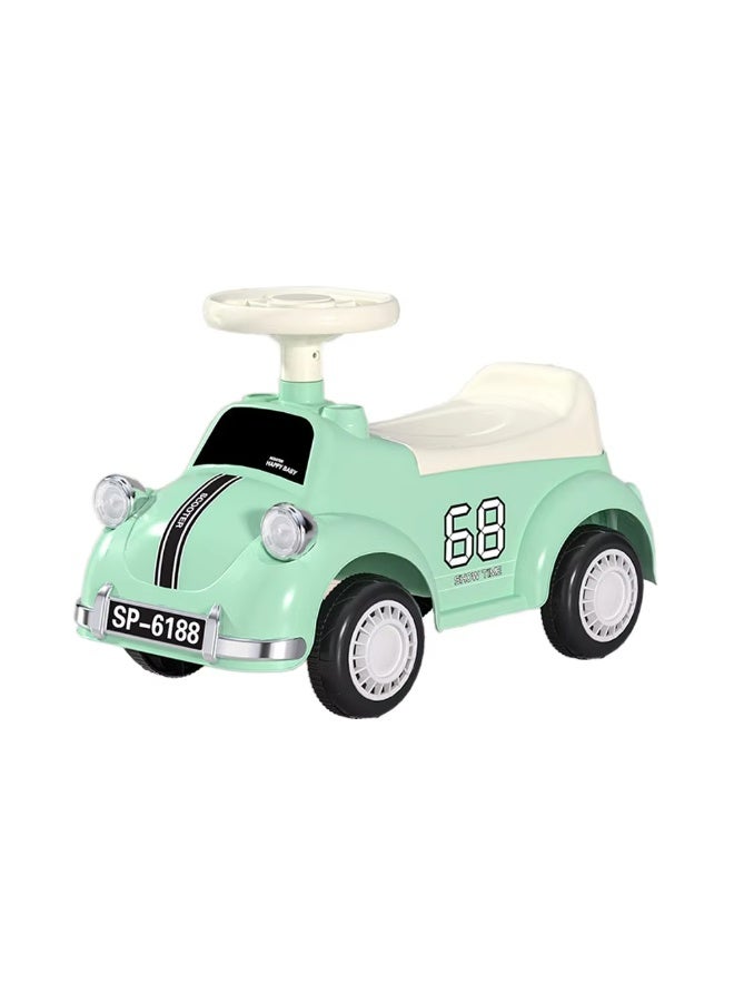 متجر 7 سيارة ركوب أطفال بشكل كلاسيكي – سكوتر توازن بأربع عجلات صامتة ومقعد مريح – تصميم آمن مع مقود قابل للدوران ومساند خلفية للحماية – لعبة مثالية للتسلية وتعلم القيادة - Image 2