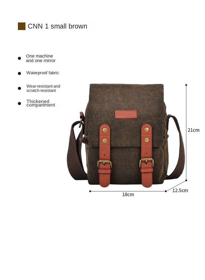 Y&D Canvas Shoulder Camera Bag Messenger Bag for 1 Camera 1 Lens Compatible with Nikon Canon Sony DSLR Mirrorless Camera and Lens