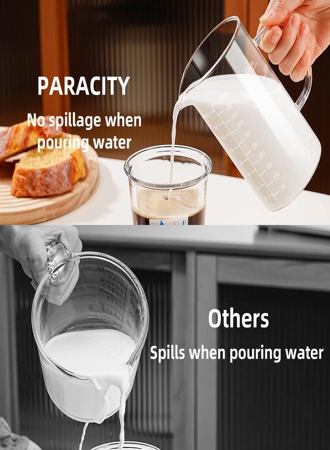 PARACITY 2 Cup Glass Measuring Cup, Liquid Measuring Cups with three Scale and V-Shaped Mouth, Glass Coffee Cups with Handle, Glass Beaker for Kitchen or Restaurant 500 ML - Image 3