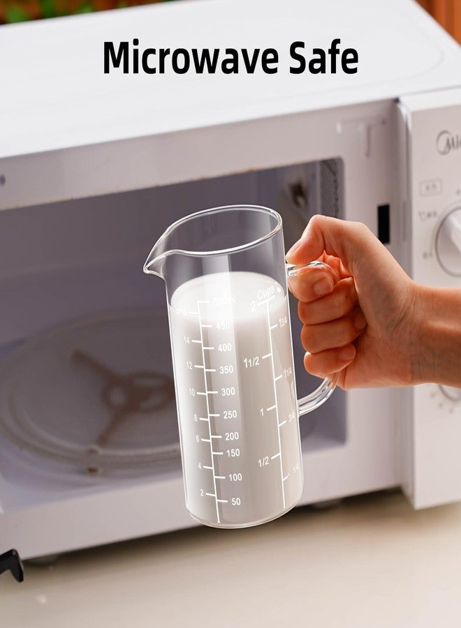 PARACITY 2 Cup Glass Measuring Cup, Liquid Measuring Cups with three Scale and V-Shaped Mouth, Glass Coffee Cups with Handle, Glass Beaker for Kitchen or Restaurant 500 ML - Image 4