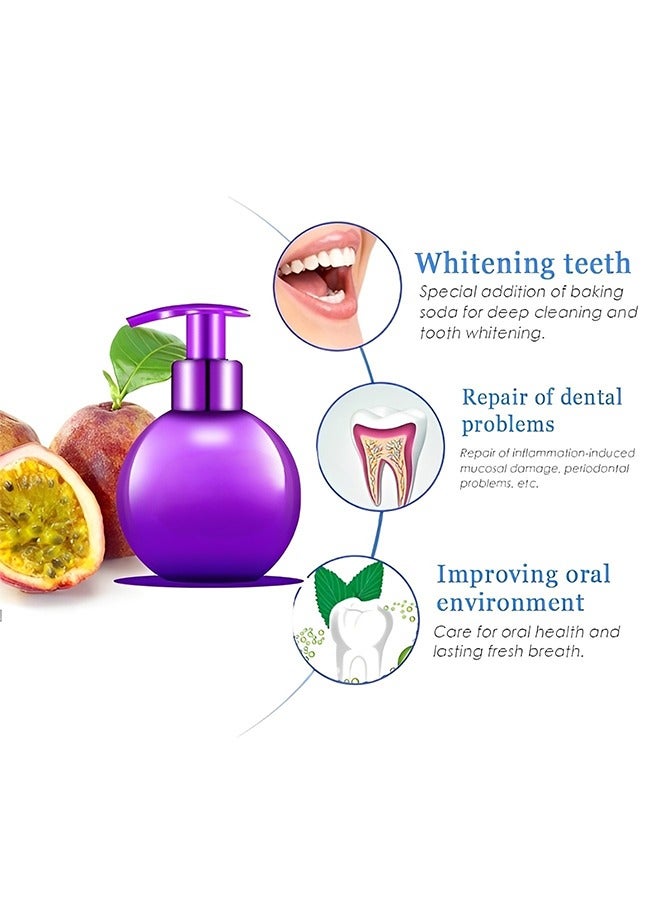 REOCLE Whitening Toothpaste Baking Soda Natural Stain Removal Repairing Refreshing Tooth Toothpaste Blueberry Flavor Toothpaste for Gentle Oral Care - Image 5