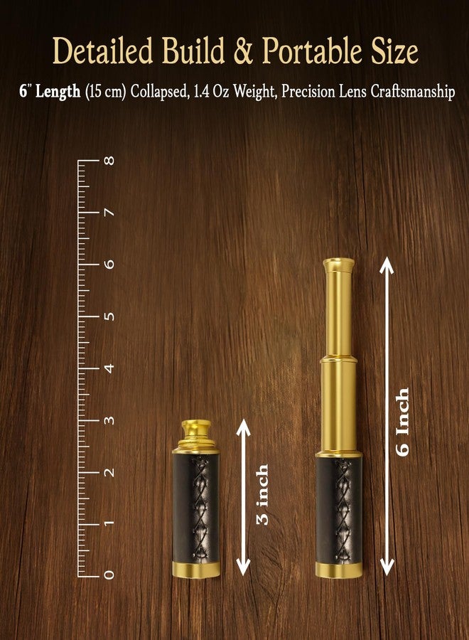 NauticalMart Brass Spyglass Telescope with Leather Case - 6 Inch Handheld Pirate Navigation Telescope for Young and Adults, Perfect Nautical Collectible and Gift for Adventure Seekers - Image 4