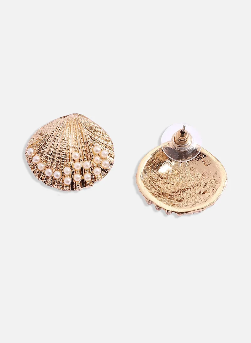 SOHI Pearl Seashell Artificial Stud Earring Jewellery