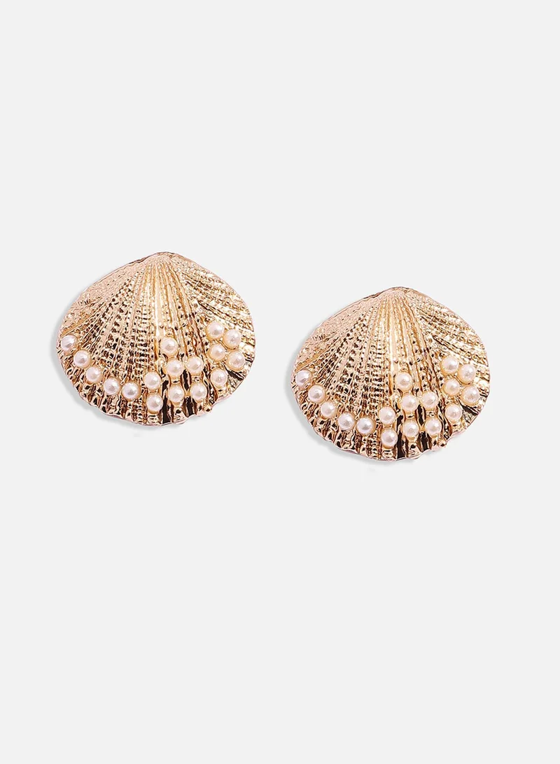 SOHI Pearl Seashell Artificial Stud Earring Jewellery