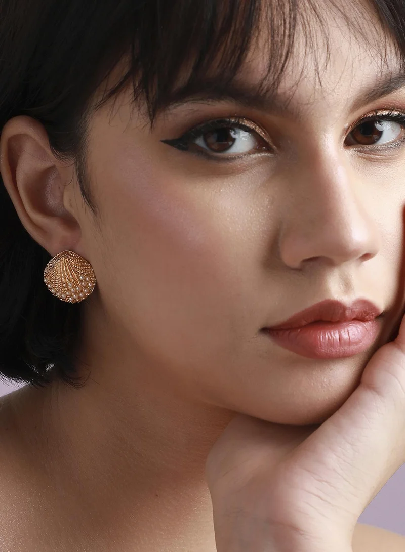 SOHI Pearl Seashell Artificial Stud Earring Jewellery