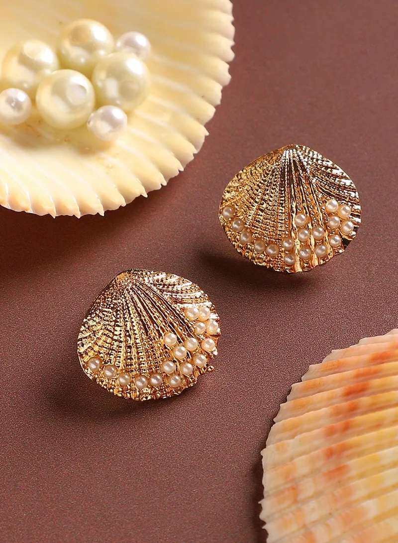 SOHI Pearl Seashell Artificial Stud Earring Jewellery