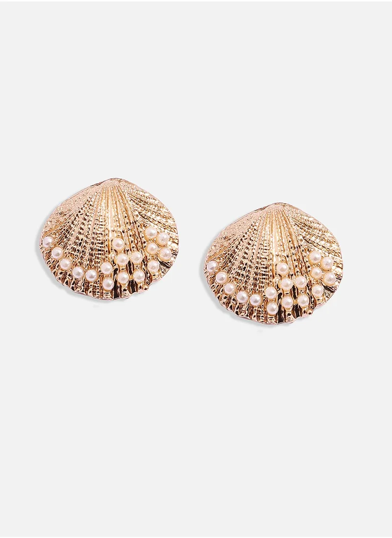SOHI Pearl Seashell Stud Earrings