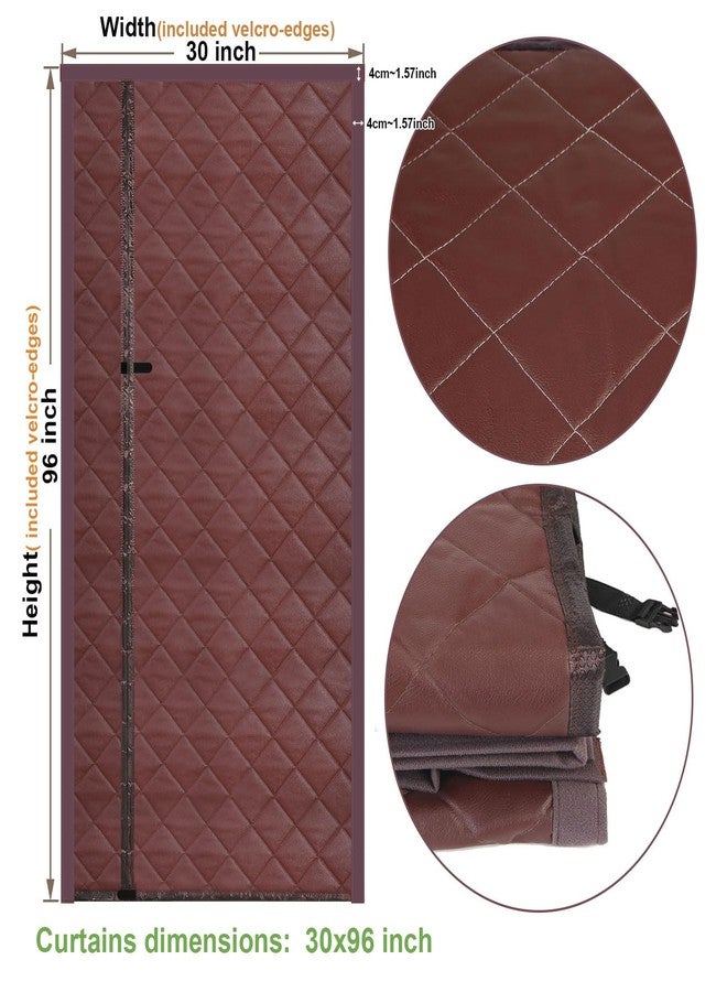 Risareyi Magnetic Thermal Insulated Door Curtain 30x96 inch, Weatherproof PU Thick Polyester Filling Brown Side Opening Cover Screen for Winter Front Cold Protection - Image 5