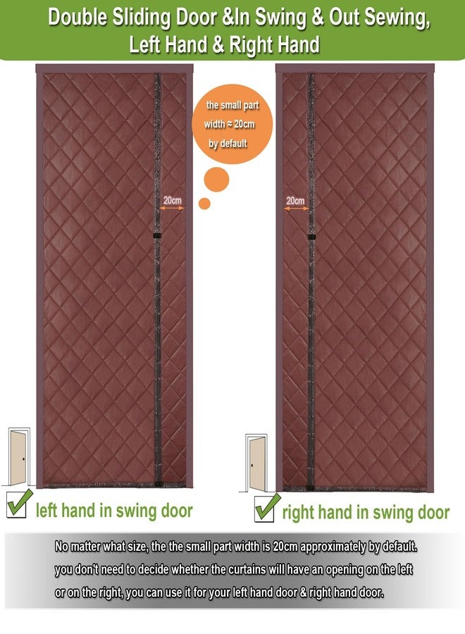 Risareyi Magnetic Thermal Insulated Door Curtain 30x96 inch, Weatherproof PU Thick Polyester Filling Brown Side Opening Cover Screen for Winter Front Cold Protection - Image 4