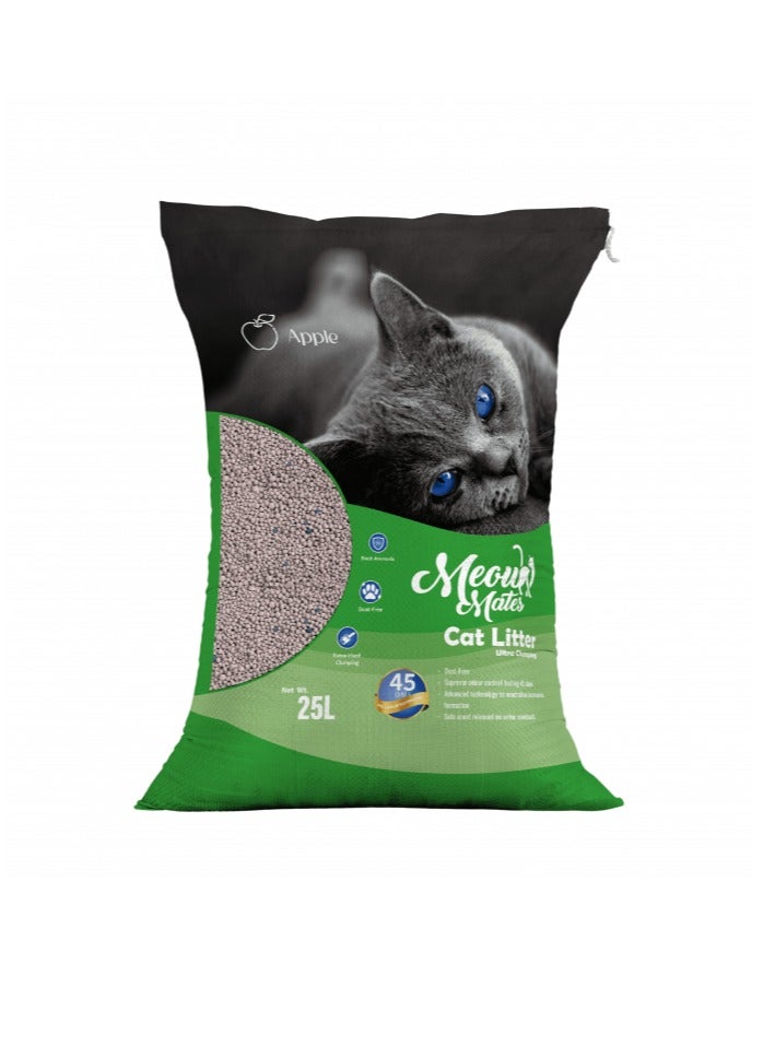 Meow Mates  Cat Litter, Apple Scent - 25L/20kg, Clumping & Odor Control