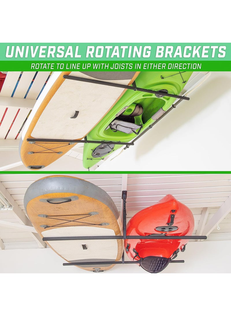 GoSports GoSports Kayak Rack for Garage Ceiling Mount  Adjustable Storage Hangers for 2 Kayaks SUPs or Surfboards  - Image 5