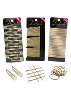 Dofash 3Cards Womens Hair Styling Set  Bobby Pins Hair Pins 60pcsHyper Elastics Hiar Ties 30pcsSnap Hair Clips for Thick Hair 12pcs Blonde