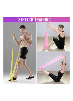 Cuken 5-Piece Resistance Bands Set Resistance Exercise Band 180*15*4.5cm for Physiotherapy, Strength Training & Fitness Workouts, Pilates, Stretching and Yoga Physical Therapy Fitness, Pink,Blue,Green,Yellow,Purple  - Image 2
