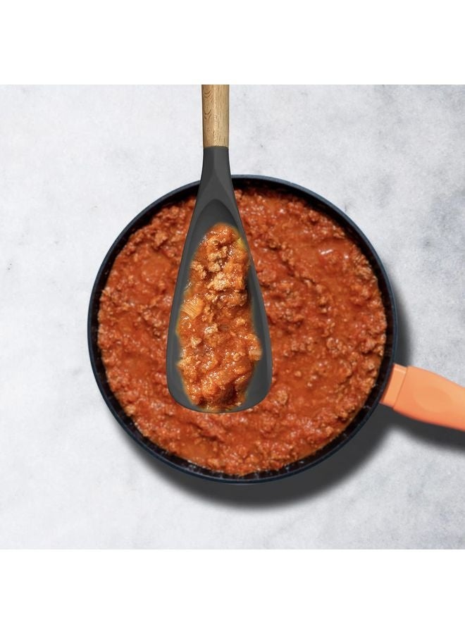 هومستر ملعقة الطبخ لأدوات الطبخ غير اللاصقة رائعة للطبخ وخدمة ملعقة مقبض الخشب السيليكون الماتي BPA الحرة القوية لخلط الكعكة والخشط - Image 4