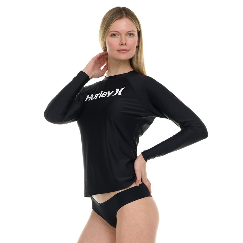 Hurley Rash Guard for Women, Womens Rash Guard Long Sleeve Shirts, Rashguard Swim Shirt Women UPF 50+ SPF & UV Protection Black - Image 2