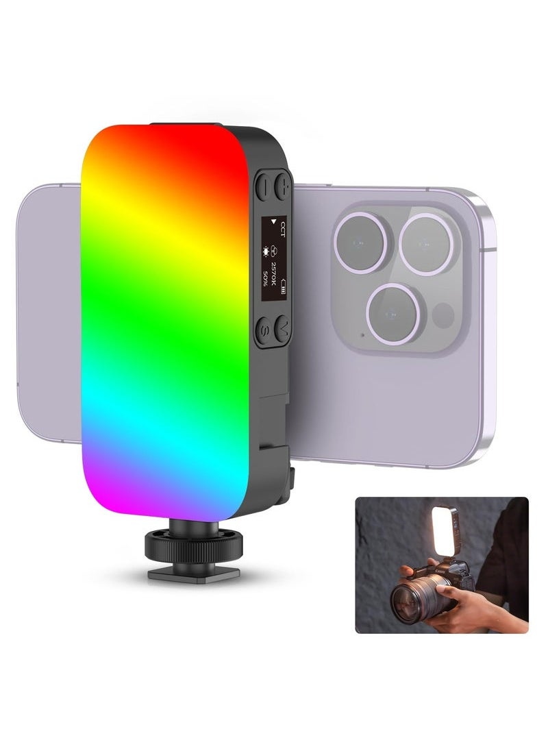 Generic Video Light, LED Camera Light 360° Full Color Portable Photography Lighting, Quick Release Cold Shoe Adapter and Phone Clip, 2500mAh Rechargeable CRI 95 2500 9000K Dimmable Panel Lamp  - Image 1