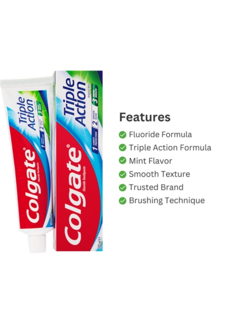 Colgate Triple Action Original Mint Toothpaste 100ml - Image 4