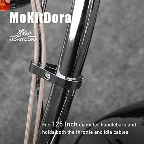 MoKitDora 1-1/4" Handlebar Clips or Frame Mount Dual Hole Throttle Clutch Cable Brake Line Clamp Universal for Harley 1.25 inch Motorcycle Bars 2 Pieces, Black - Image 2