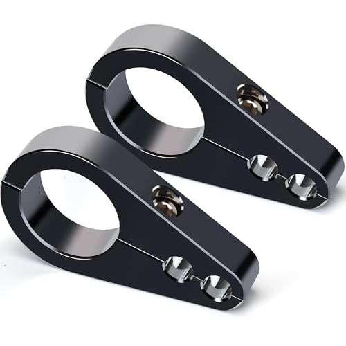 MoKitDora 1-1/4" Handlebar Clips or Frame Mount Dual Hole Throttle Clutch Cable Brake Line Clamp Universal for Harley 1.25 inch Motorcycle Bars 2 Pieces, Black - Image 1