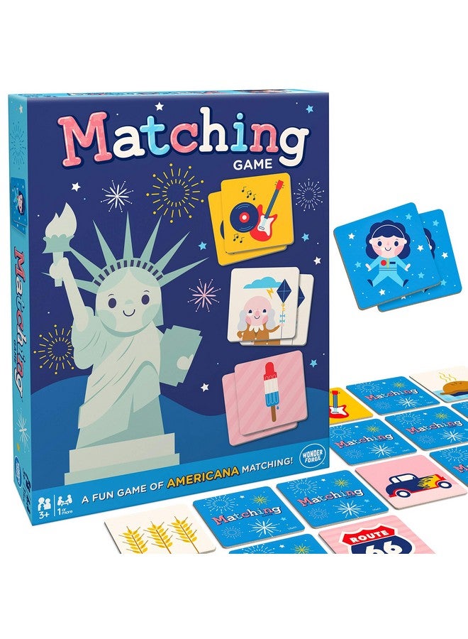 Wonder Forge Americana Matching Game - Skill Building Memory Color Recognition Game for Kids Age 3- 5 | A Fun & Fast Classic Memory Game - Image 1