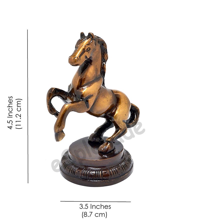 eSplanade Brass Standing Horse Rearing Horse Showpiece Centre Piece Figurine Sculpture - Decorative Items - Home Decor - Golden - 4.5" Inches - Image 5
