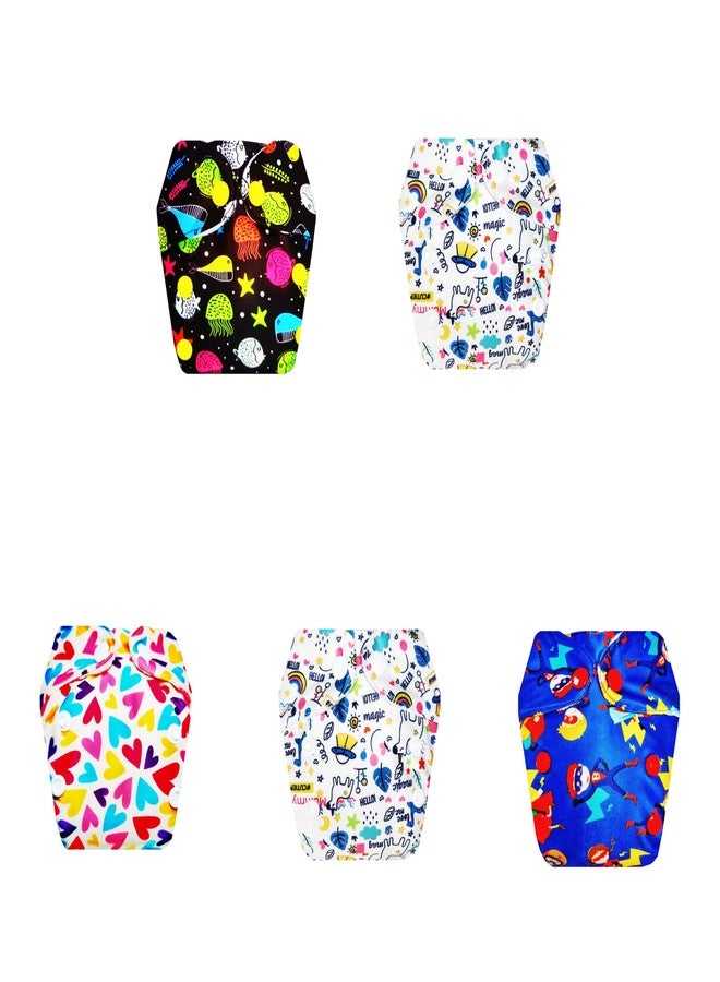 حفاضات قماشية فاخرة من دمبلدو للأطفال حديثي الولادة مع حشوة داخلية مدمجة (عبوة من 5 قطع) | ناعمة ولطيفة | وسادة ماصة من 6 طبقات | سهلة التنظيف | مناسبة للارتداء طوال اليوم | من 0 إلى 4 أشهر | للجنسين - Image 1