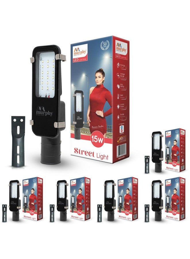 Murphy LED 15W IP-65 BIS Approved Waterproof Outdoor Street Light, Cool White, Pack of 6 - Image 1