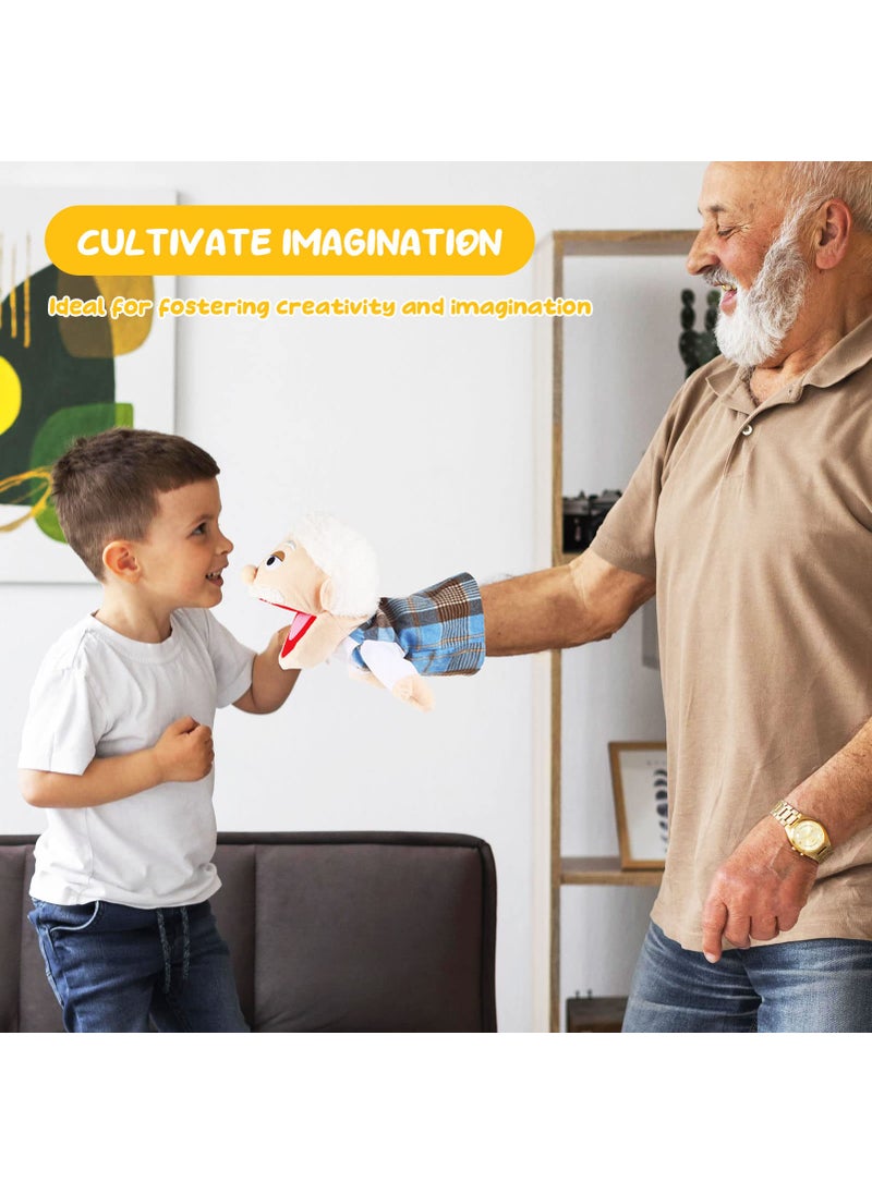 ZJoey 1 Pcs Family Hand Puppets 12 Inch Grandparents, Mom & Dad, Brother & Sister Plush Hand Puppet Toys Role-Play Toy Puppets for Kids Storytelling Imaginative Pretend Play Teaching Preschool(Grandfather)  - Image 3