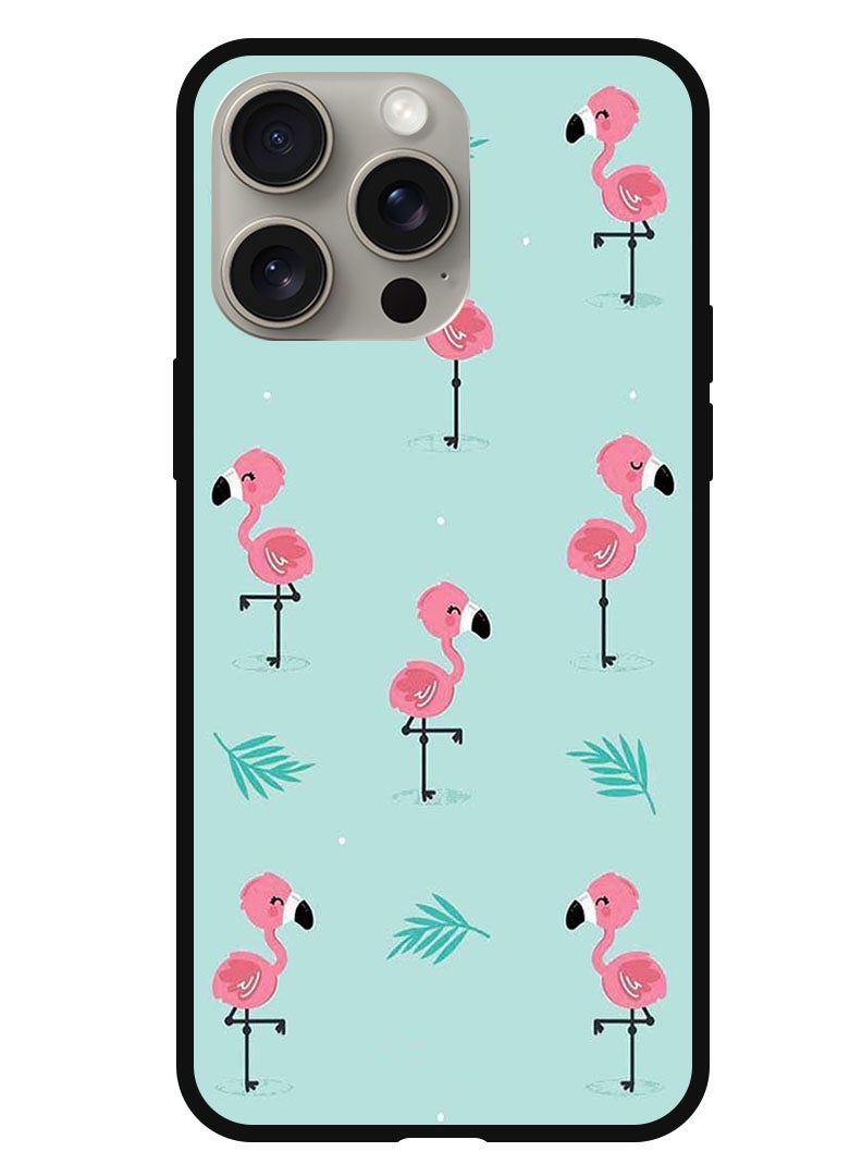 Theodor Protective Case Anti Scratch Shock Proof Bumper Cover For iPhone 15 Pro Max Flamingo Pattern - Image 1