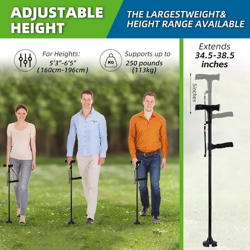 ZIYIZE Cane Hero Walking Cane, Ready Walker Cane with Light and Alarm, Smart Walking Cane for Women, Adjustable Suitable for Arthritis Disabled and Elderly, with Cushioned T Handle and Swivel Four Pedestal - Image 4