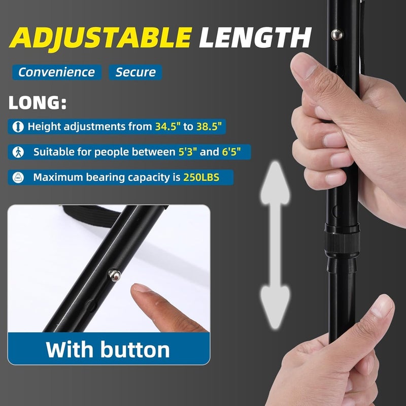 ZIYIZE Cane Hero Walking Cane, Ready Walker Cane with Light and Alarm, Smart Walking Cane for Women, Adjustable Suitable for Arthritis Disabled and Elderly, with Cushioned T Handle and Swivel Four Pedestal - Image 5