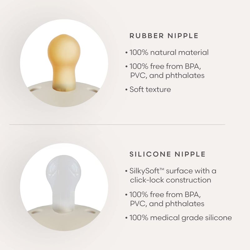 FRIGG Daisy Natural Rubber Baby Pacifier | Made in Denmark | BPA-Free (Baby Pink/Soft Lilac, 6-18 Months) 2-Pack - Image 3