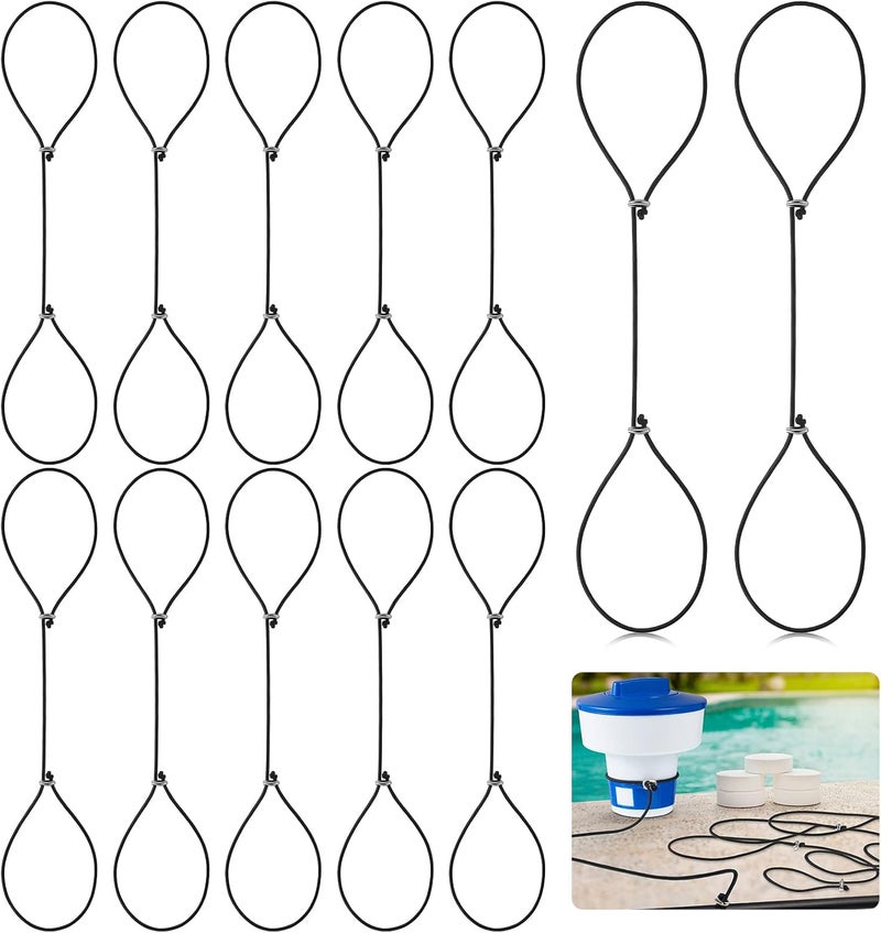 Woanger 12Piece Pool Chlorine Dispenser Float Tether Leash  Black Float Leash for Protecting from Collision - Image 1