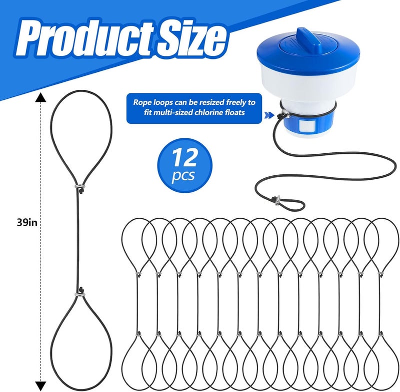 Woanger 12Piece Pool Chlorine Dispenser Float Tether Leash  Black Float Leash for Protecting from Collision - Image 3